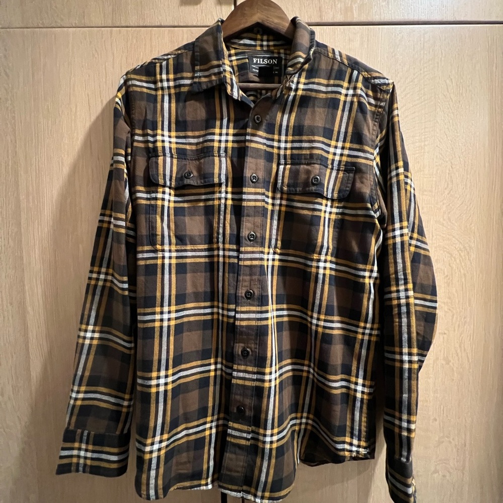Filson Classic Brown and Yellow Plaid Shirt